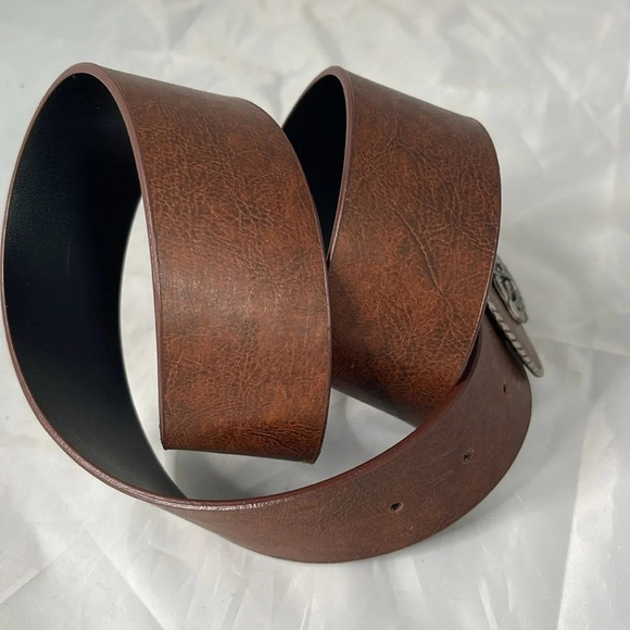 SIGNATURE Levi Strauss Boho Wide Western Belt Brown Vegan Leather Peg & Hole M/L - Picture 7 of 11
